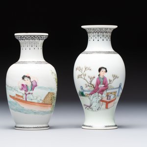 Four Chinese famille rose 'Elegant Beauties' vases, Qianlong marks, 20th C. — photo 8