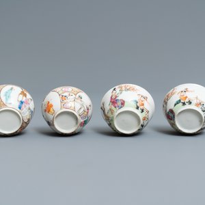 Four Chinese famille rose 'Mandarin' cups and saucers, Qianlong — photo 9