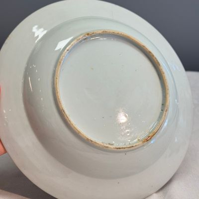 Four Chinese famille rose plates with floral and landscape design — photo 9