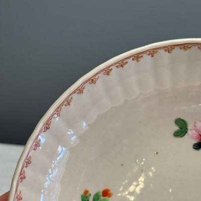 Four Chinese famille rose plates with floral and landscape design — photo 24