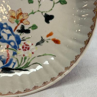 Four Chinese famille rose plates with floral and landscape design — photo 26