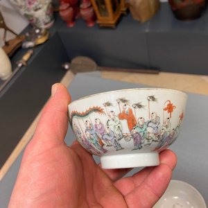 Four Chinese famille rose 'spring festival' bowls, 19th C. — 照片 11