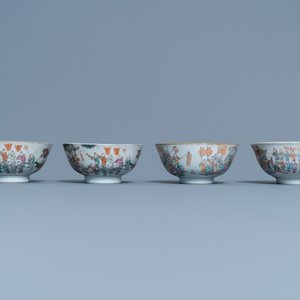 Four Chinese famille rose 'spring festival' bowls, 19th C. — 照片 3