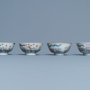 Four Chinese famille rose 'spring festival' bowls, 19th C. — 照片 5