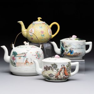 Four Chinese famille rose teapots, Luo Yong Sheng Hao 罗永盛号 mark, 20th C. — foto 1