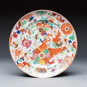 Four Chinese famille rose tobacco leaf plates — 照片 4