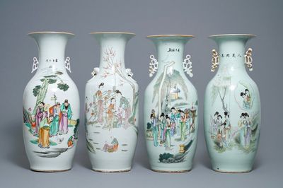 Four Chinese famille rose vases, 19/20th C.