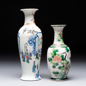 Four Chinese famille verte vases, a jar and a bowl, 19th C. — 照片 11
