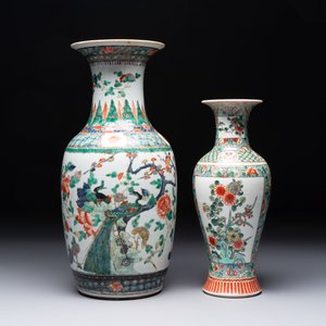 Four Chinese famille verte vases, a jar and a bowl, 19th C. — 照片 2