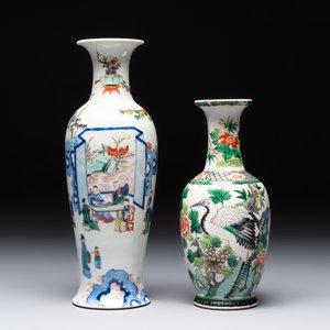 Four Chinese famille verte vases, a jar and a bowl, 19th C. — 照片 8