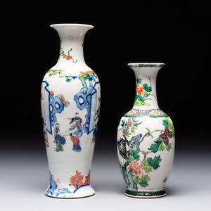 Four Chinese famille verte vases, a jar and a bowl, 19th C. — 照片 9