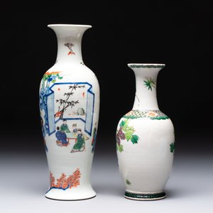 Four Chinese famille verte vases, a jar and a bowl, 19th C. — 照片 10
