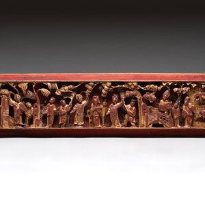 Four Chinese gilt-lacquered carved wooden panels with narrative design, 19th C. — 照片 4