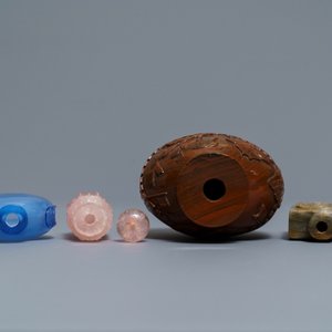 Four Chinese glass, quartz and stone snuff bottles, 19/20th C. — photo 6