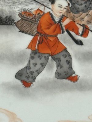 Four Chinese grisaille and iron-red-decorated 'Eight Immortals' plaques with wooden frame, signed Nanshan Laoren 南山老人, dated 1916 — 照片 4