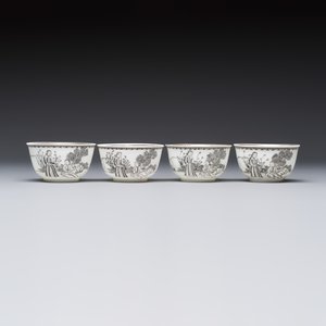 Four Chinese grisaille 'Western subject' cups and nine saucers, Qianlong — photo 5