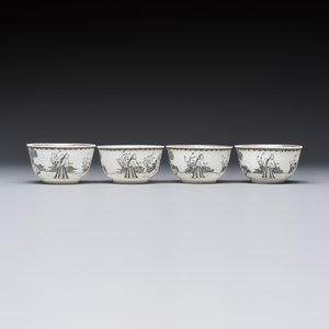 Four Chinese grisaille 'Western subject' cups and nine saucers, Qianlong — photo 6