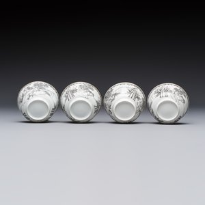 Four Chinese grisaille 'Western subject' cups and nine saucers, Qianlong — photo 8