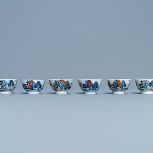 Four Chinese Imari-style plates, a large teapot and six cups and saucers, Kangxi/Qianlong — photo 14
