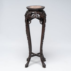 Four Chinese marble-topped hongmu stands, 19/20th C. — photo 13