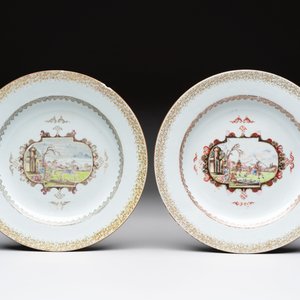 Four Chinese Meissen-style export plates with a hunting scene, Qianlong — 照片 2