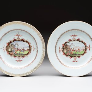 Four Chinese Meissen-style export plates with a hunting scene, Qianlong — 照片 4