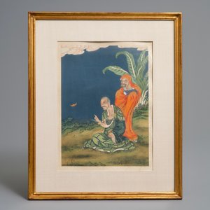 Four Chinese paintings of immortals, ink and color on paper, 19th C. — 照片 4