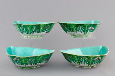 Four Chinese porcelain bat-shaped bowls, 19th C.