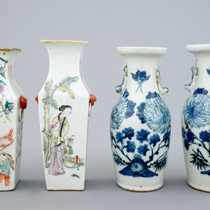 Four Chinese qianjiang cai and blue and white vases, 19/20th C. — 照片 1