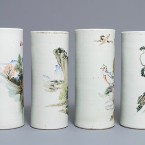 Four Chinese qianjiang cai hat stands, 19/20th C. — 照片 2