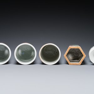 Four Chinese qianjiang cai hat stands and a vase, 19/20th C. — 照片 6