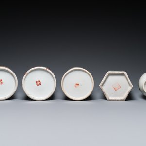 Four Chinese qianjiang cai hat stands and a vase, 19/20th C. — 照片 7