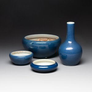 Four Chinese sacrificial blue-glazed wares, Qianlong mark, 18/19th C. — photo 1