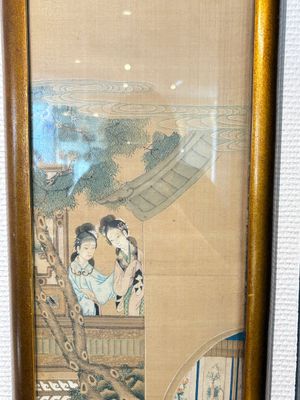 Four Chinese school paintings: ‘Zhou Dunyi 周敦頤’, ‘Magu’, and ‘Ladies in a Garden’, ink and colour on silk, 19/20th C. — photo 18