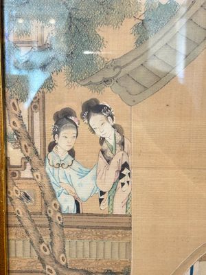 Four Chinese school paintings: ‘Zhou Dunyi 周敦頤’, ‘Magu’, and ‘Ladies in a Garden’, ink and colour on silk, 19/20th C. — photo 19