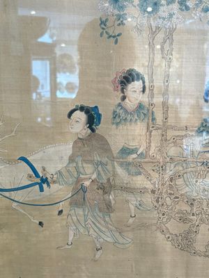 Four Chinese school paintings: ‘Zhou Dunyi 周敦頤’, ‘Magu’, and ‘Ladies in a Garden’, ink and colour on silk, 19/20th C. — photo 10