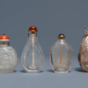 Four Chinese smoky quartz and rock crystal snuff bottles, 18/19th C. — 照片 2