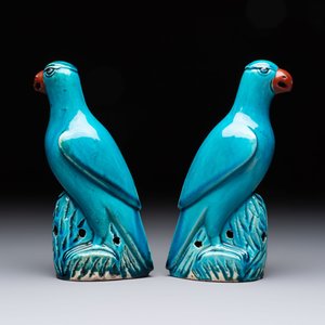 Four Chinese turquoise-glazed parrots, 19th C. — foto 4