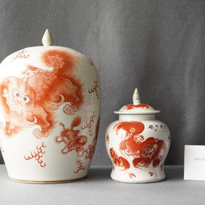 Four Chinese vases with iron red 'Buddhist lion' design, 19/20th C. — 照片 20