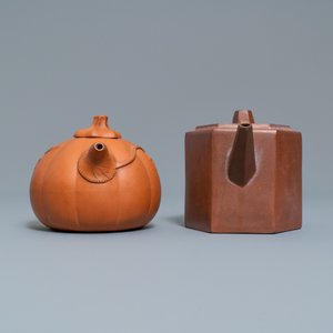 Four Chinese Yixing stoneware teapots and covers, impressed marks, 19/20th C. — 照片 11
