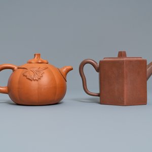 Four Chinese Yixing stoneware teapots and covers, impressed marks, 19/20th C. — 照片 10