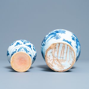 Four Dutch Delft blue and white 'peacock feather' plates and two vases, 18th C. — 照片 11