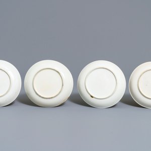 Four fine Chinese famille rose 'European subject' cups and saucers, Qianlong — photo 3