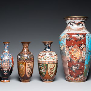 Four Japanese cloisonné vases, Meiji, 19/20th C. — 照片 3