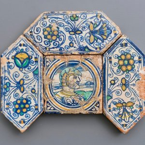 Four maiolica tiles from the chapel of Fère-en-Tardenois, Guido Andries workshop, Antwerp, ca. 1530 — photo 1