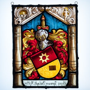 Four painted armorial subject glass-in-lead windows, Switzerland, 19th C. — 照片 8