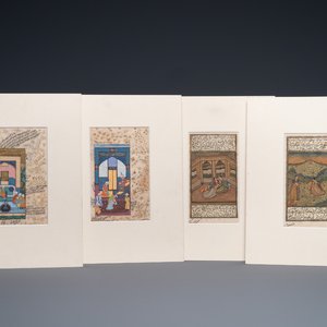 Four Persian miniatures on paper, 19/20th C. — 照片 1