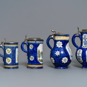 Four pewter-mounted Brussels faience jugs and a shaker, 18/19th C. — 照片 4