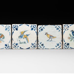 Four polychrome Dutch Delft 'bird' tiles, 17th C. — photo 1