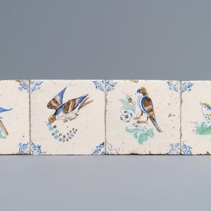 Four polychrome Dutch Delft 'bird' tiles, 17th C. — photo 1
